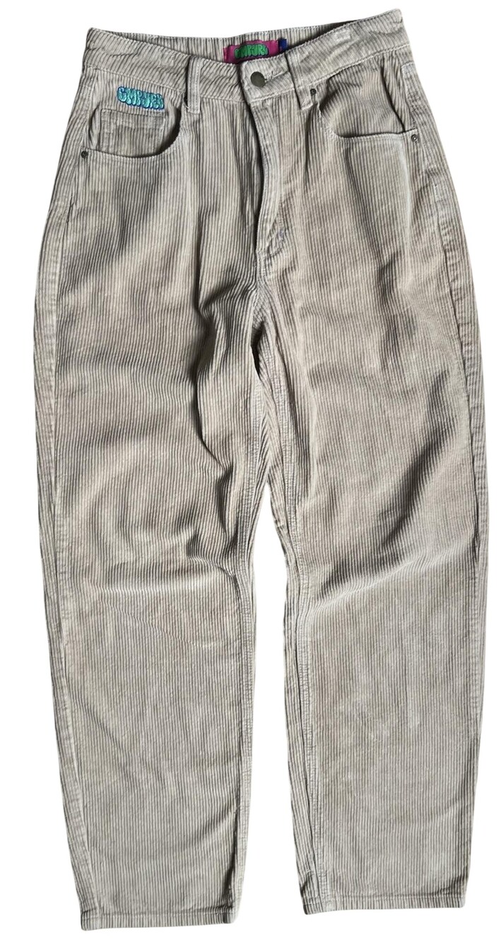 Empyre Pants Womens S Beige Corduroy Straight Relaxed Fit Elastic Waist 31in